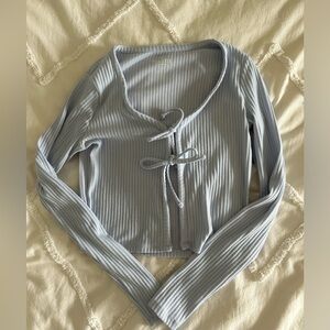 Hollister Blue Ribbed Tie Long Sleeve